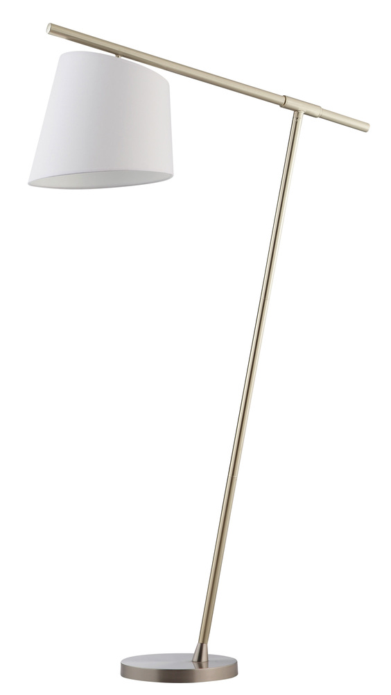Floor Lamp Brushed Nickel White Fabric Shade E27 A 75w M2981 Floor Lamp Brushed Nickel White Fabric Shade E27 A 75w